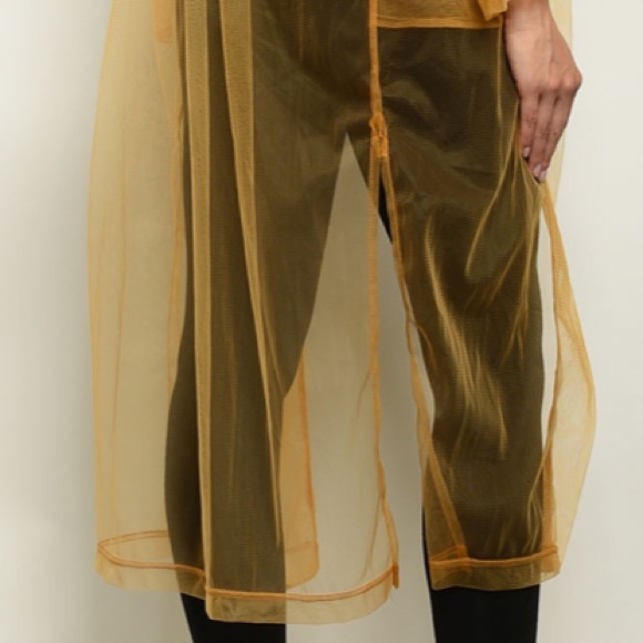 Gold Long sleeve mesh embroidery duster kimono - Picture 6 of 6